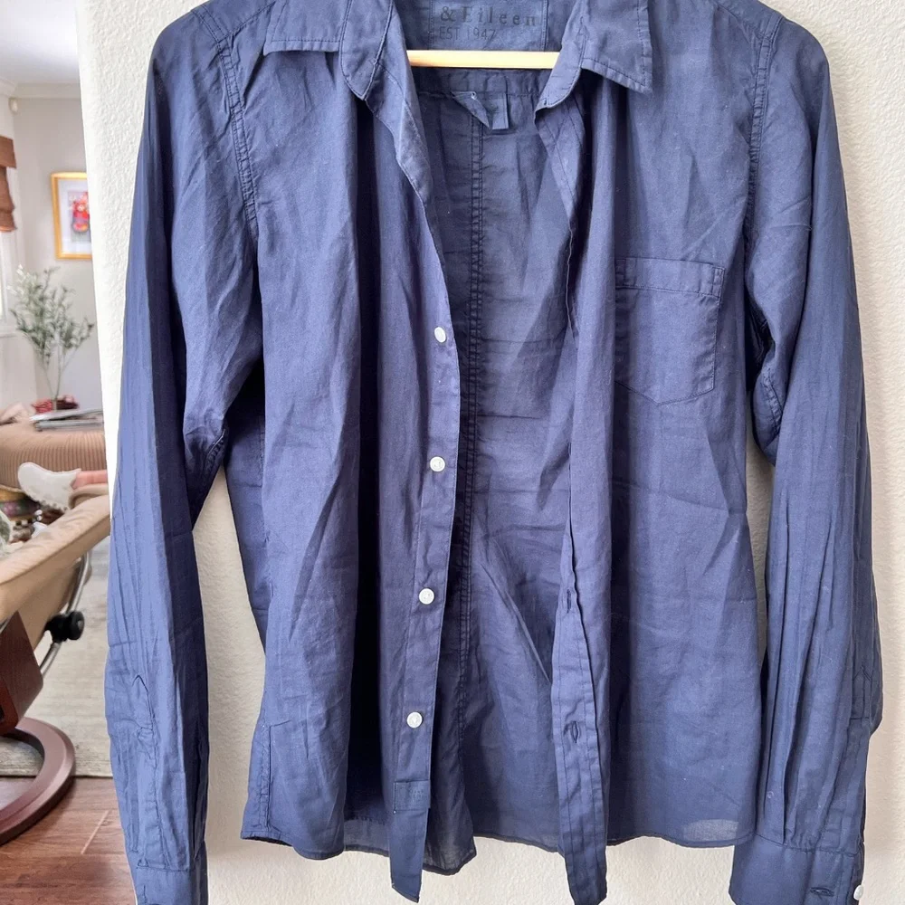 Navy Blue Button-Up Shirt by Frank & Eileen - Picture 2 of 4